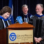 Gayle Davis honors faculty member on stage